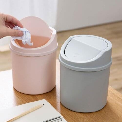 OTHERHOUSE Desktop Mini Trash Can Rolling Cover Type Trash Bin Paper Basket Table Waste Bin Home Ofiice Garbage Storage Cans Bin