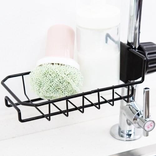 Kitchen Bathroom Sink Faucet Self Drain Holder Rack Home Sponge Soap Towel Cloth Storage Organizer Shelf Adjustable