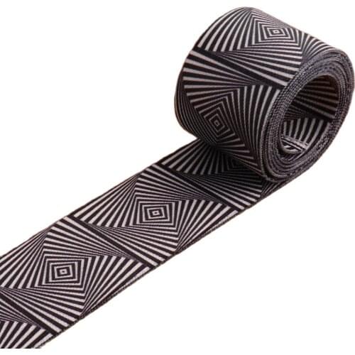 38mm Geometric Pattern Webbing 1.5" Soft Smooth Ethnic Webbing Purse Strap Purse Bag Black white Webbing Bag Belt