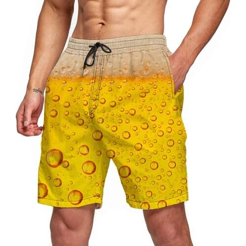Mens liqueur Graphic Beach Shorts 3D Pattern Beer Boardshorts Men/Women Short Pants