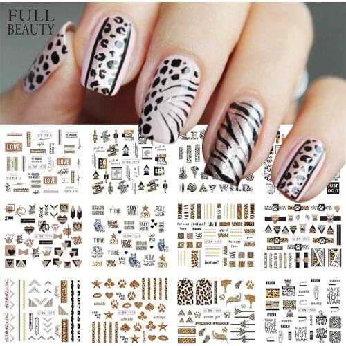 12pcs Leopard Nail Art Sticker Water Transfer Decal Animal Print Nail Wrap Slider Full Cover Manicure Decoration CHBN1573-1584-2