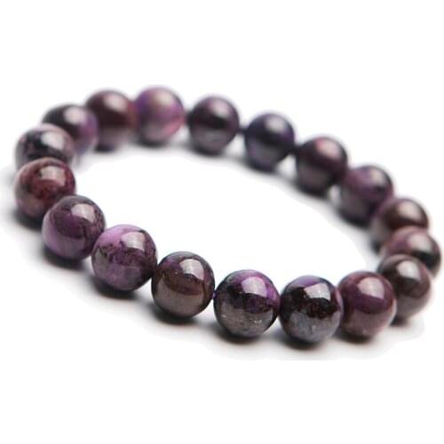 Genuine Natural Purpel Sugilite Gems Stone Crystal Round Big Beads Women Charm Bracelet 11.5mm