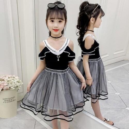 Girls Dress Strapless Summer Dress For Girls 2021 Casual Girls Party Princess Dresses Kids Teen Clothes 4 6 7 8 9 10 11 12 Years