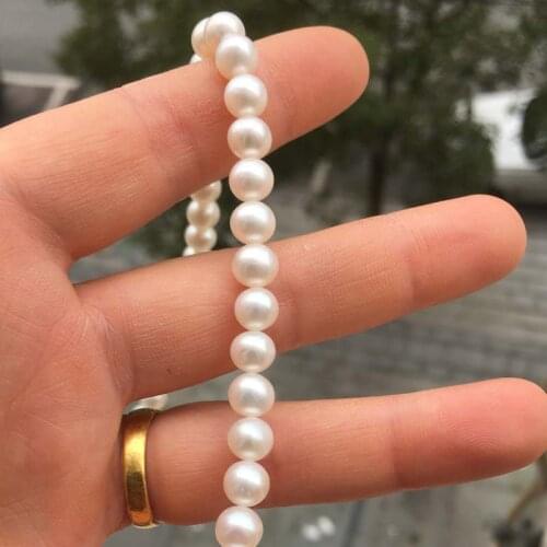 Freshwater Pearl Strands Necklace Round Shape with Size 5.5-6mm Perfect Luster for Jewelry DIY Loose Pearl Necklaces