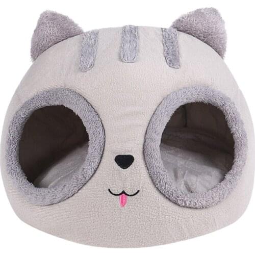 Durable Pet Cat Dog Bed Removable Cushion Cat Head Shaped Winter Kitten Cushion Indoor Pet House Kitty Shape Puppy House