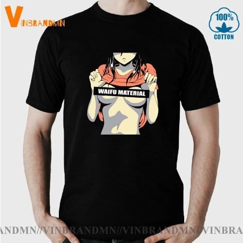 Dropship Geek Waifu Materials T shirt men Sexy Anime Girl Lewd Ahegao T-shirt Nerd Hentai Tee shirt Senpai Otaku Tshirt
