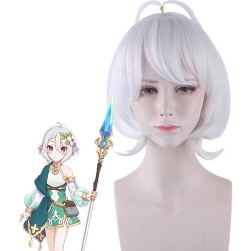 Re:Dive Kokoro Princess Short White Cosplay Wig Anime Heat Resistant Synthetic Hair Women Wigs For Halloween Party + Wig Cap