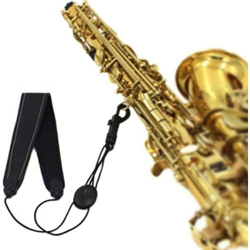 Adjustable Tenor Alto Saxophone Sax Faux Leather Neck Strap with Hook Clasp