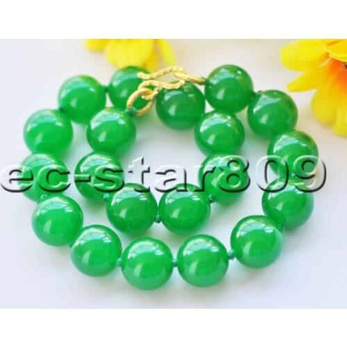 S2327 Big 16" 20mm Green Round Jasper Bead Necklace