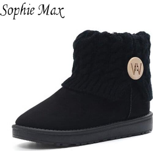 Sophie max 2016 new arrival cotton material thermal pure round toe flat with short shoes 950033