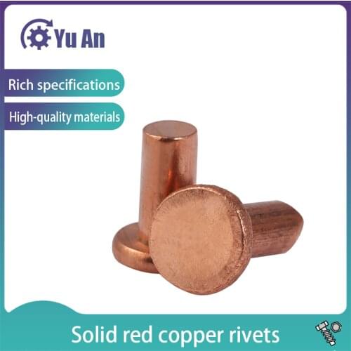 Solid Red Copper Rivets Pan Head Rivets GB867-86 Flat Head Copper Riveting M6 10PCS