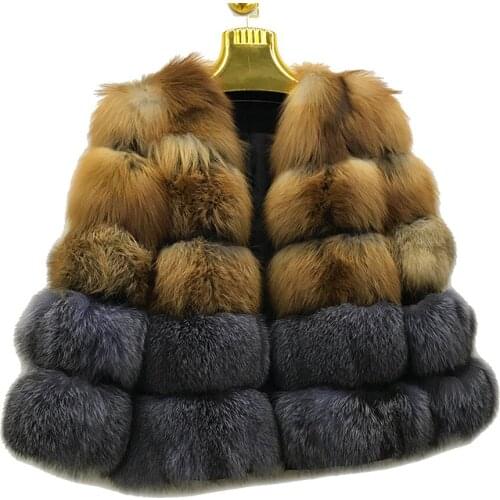 Top sale real fox fur coats winter warm fashion short spliced gorgeous jacket outerwear high quality customized