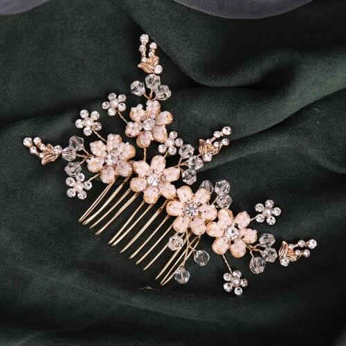Handmade Pearl Flower Hair Jewelry For Women Wedding Accessories 3 Colors Elegant Decoration For Hair Bridal