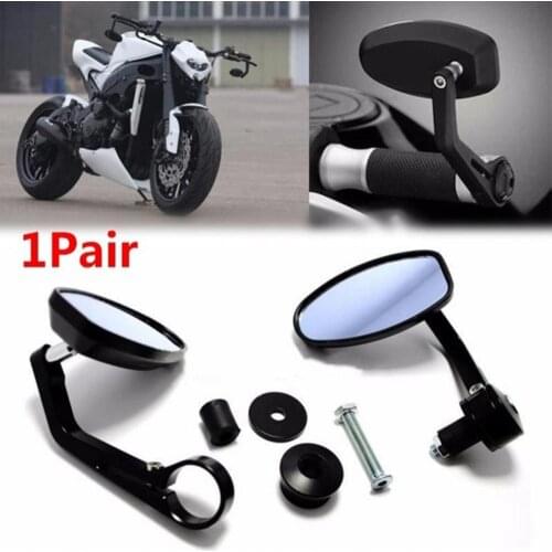1 Pair Side Mirrors Universal Black Motorcycle Handle Bar End Rearview Side Mirrors Replacement