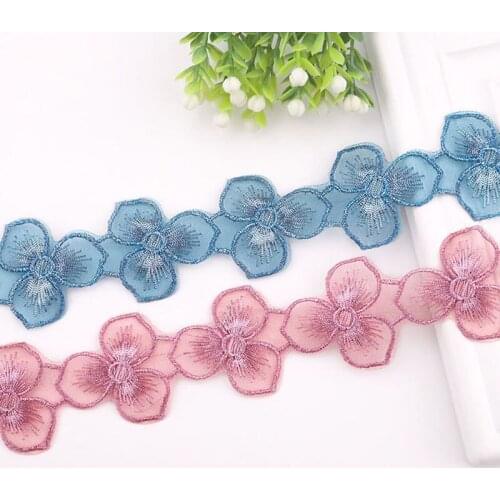 10Yards Flower Mesh Lace Trim Gold Blue Pink Ribbon Sewing Fabric Accessories Home DIY Craft Supplies Decor Home Handmade