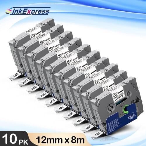 10PK FX231 Flexible IND Wire Cable Tape 12mm Replace Brother Label Tape FX231 231 Black on White for Brother PT-H110 PT-D210