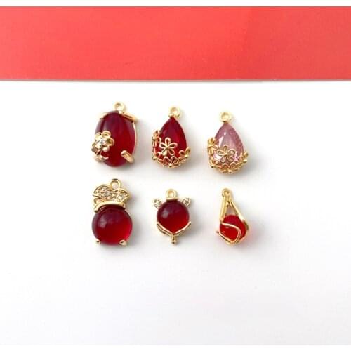 18K gold-clad zircon lace drop purse fox flower oval pendant DIY earrings necklace bracelet material