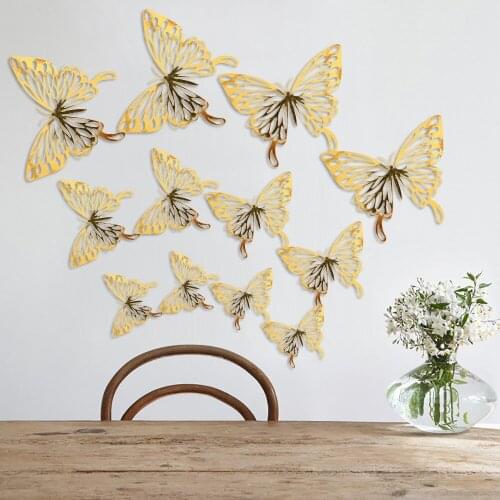 3D Crystal Butterfly Wall Stickers 12 PC, Removable Metallic Wall Decals Fridge Sticker Room Mural Decoration for Kids Bedroom