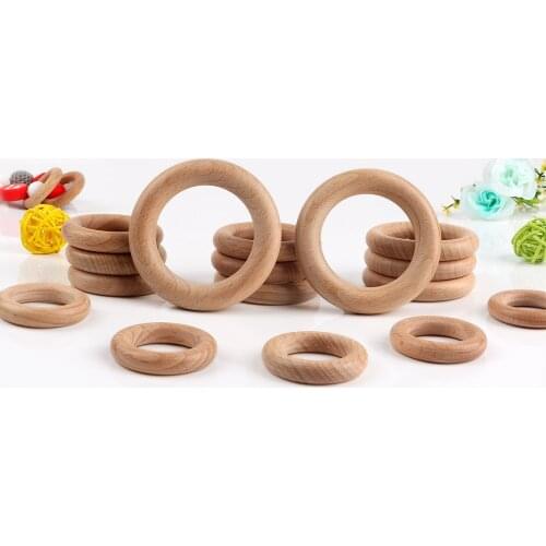 Kovict 5pc Beech Wooden Ring 40/50/55/60/65mm Food Grade For Baby Teething Accessories DIY Crafts Accessories Wooden Toy