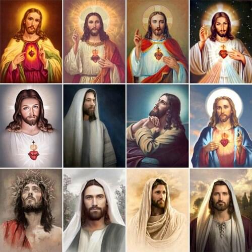 5D DIY Diamond Painting Religion Full Drill Square Round with AB Diamond Embroidery Jesus Mosaic Cross Stitch Handmade Gift