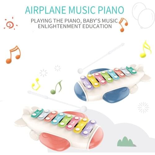 Eight-Tone Airplane Knock Piano Toy Childrens Early Music Education Toy Hand Knocking Piano Toy Boy Girl Birthday Gift