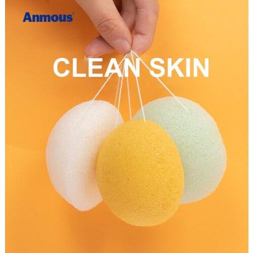 Anmous Baby Bath Shower Sponge Konjac Sponge Soft Comfortable Children Bath Sponge Shampoo Face Brush