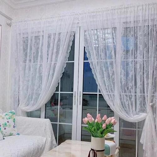 1PC Living Room Bedroom Pastoral Style White Jacquard Window Curtains Lace Tulle Sheer Curtains
