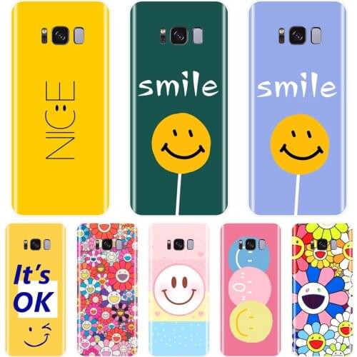 TPU Phone Case For Samsung Galaxy Note 9 8 5 4 Soft Silicone Yellow Smile Flower Back Cover For Samsung S5 S6 S7 Edge S8 S9 Plus