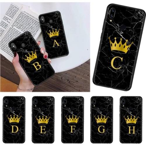 Letter Black Marble Gold crown Phone Case For Xiaomi Redmi Note 4 4x 5 6 7 8 pro S2 PLUS 6A PRO