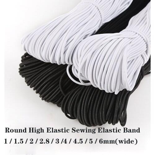 2-6mm White/black Round High Elastic Sewing Elastic Band Rubber Band Elastic Line Waist Band Stretch Rope DIY Sewing Accessorie