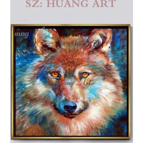 Skilled painter Animal hand-painted high-quality modern abstract oil painting decoration Wolf hall office conference room porc