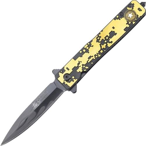 DuoClang POCKET MULTI Foling Blade Knife Black Blade Small Stiletto Camping Knives with Tail Hammer
