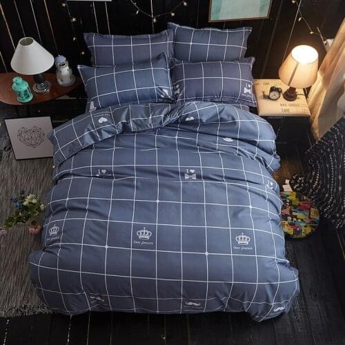 Geometric Plaid bedding Set Duvet Cover flower sheet bed king queen size bed set gray cute bedding quilt cover simply