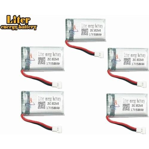 5pcs 3.7v 850mah 852540 Battery Lipo Battery for Syma X5C-1 X5C X5 X5SC X5SW X6SW H9D H5C Drone Parts RC Drones Quadcopter