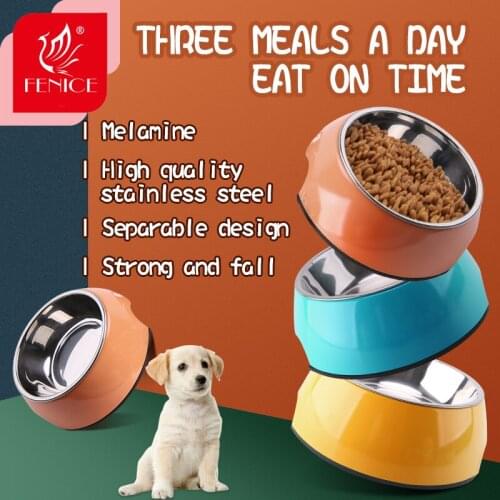 Fenice Pet Bowls Dog Food Water Feeder Stainless Steel Pet Drinking Dish Feeder Cat Puppy Feeding Supplies Small Dog Accessories