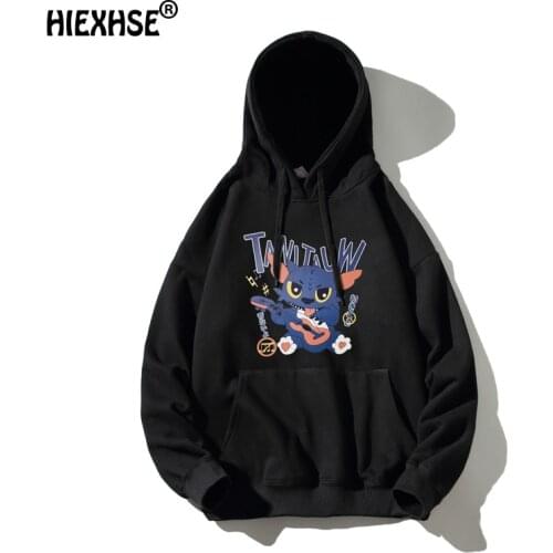 2021 Mens Autumn Winter Hoodies Sweatshirts Thicken Plus Velvet Personality Cartoon Style Print Casual Hoodies Sweatshirts