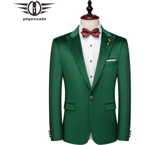 Plyesxale Green Blazer Men 2019 New Slim Fit Mens Velvet Blazers 5XL Man Blazer Casual Suit Jacket Party Wedding Blazer Q675