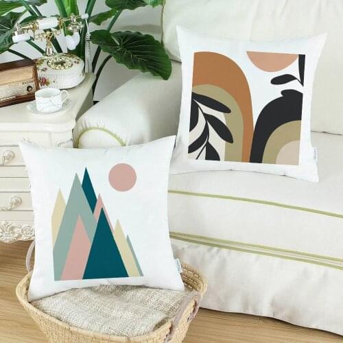 Nordic Aesthetic Printed Cushion Covers Sofa Home Car Living Room Pillow Case Decoration White Polyester Decorative Pillowcase