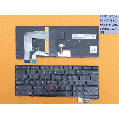 New US English QWERTY Keyboard For IBM Lenovo Thinkpad T460S 9Z.NCJBT NSK-ZA6BT PK131342B00 , BACKLIT, with Pointer, Black Frame