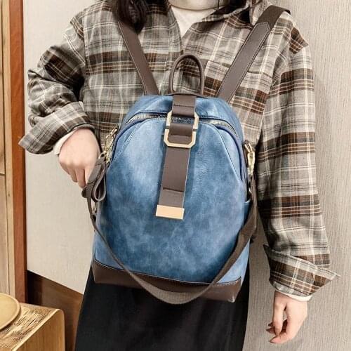 Solid Color PU Leather Backpacks For Women Fashion Female Small Backpack Lady Back Pack For School Teenagers Girls Shoulder Bags