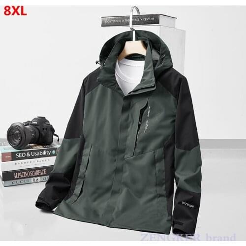 Autumn Outdoor Jacket Plus Size Outdoor Leisure Mesh Waterproof and Windproof Single Men Clothing Outerwear Oversized Jacket