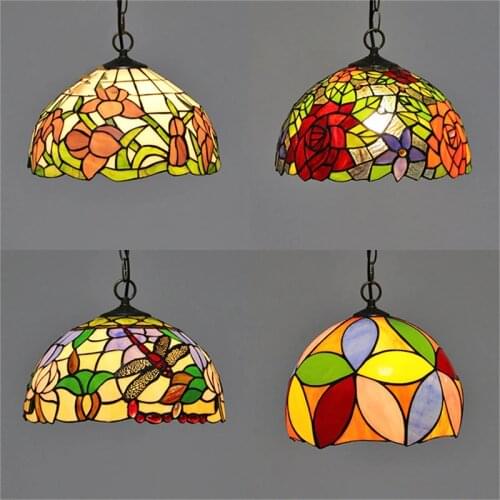 OUFULA Tiffany Pendant Light Contemporary LED Lamp Fixtures Decorative For Home Dining Room