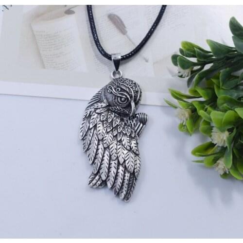 Viking Animal Raven Necklace Black Bird Crow RunesTalisman Vintage Fashion Jewelry