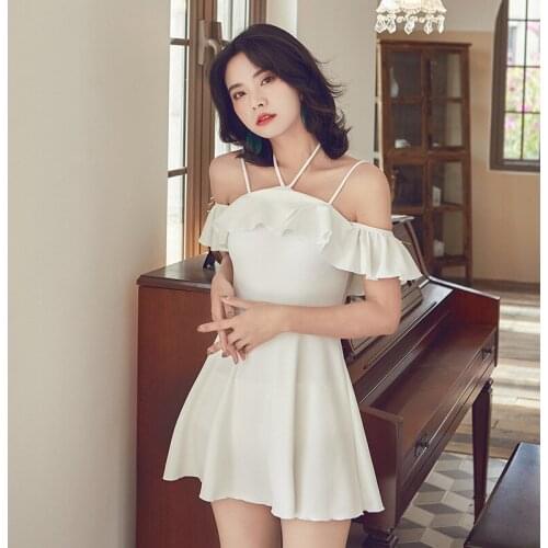 Swimming Suit For Women Push Up Swimwear One Piece Korean Swimsuit Female Womens Closed Trendy Sexy With Skirt 2021 Ruffle Cute