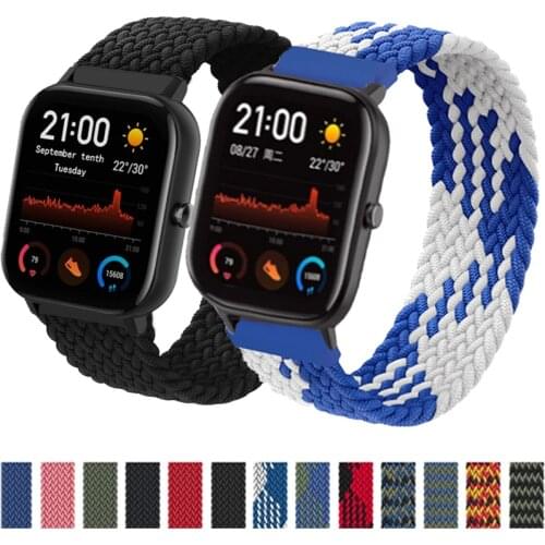 20mm 22mm Nylon Braided band solo loop For Amazfit GTS/2/2e/GTS2 Mini/GTR/GTR2/2e/stratos 2/3 Bracelet Watch Amazfit bip strap
