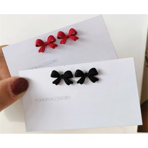 New Fashion Han Edition Female Temperament Contracted Red Bowknot Earrings Short Earrings Adorn Article