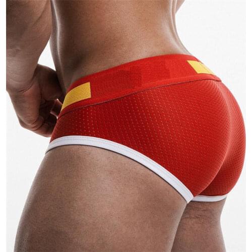 Mesh, pure cotton underwear, breathable underwear, large pouch mens underwear U convex design fitness sports underwear men