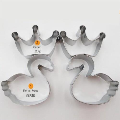 1/2pcs/lot Stainless Steel Cookie Cutter Romantic Princess Crown Swan Party Cake Molds Biscuit Cutters Baking Tool Mould Stamp