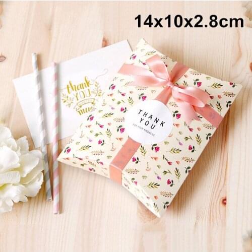 100 X Flower Handmade Gift Bag Paper Candy Pillow Box Present Box Packaging For Sweet Cookie Bag