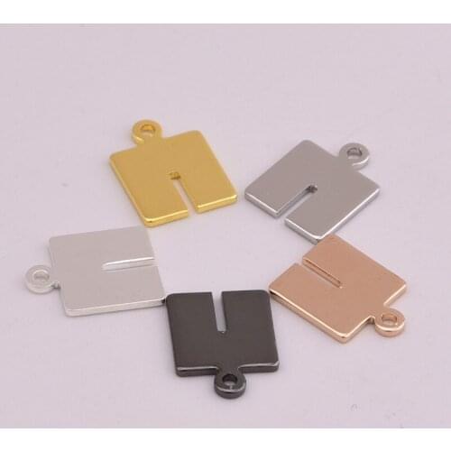11 * 8.2mm single hanging smooth cut square pendant earring pendant diy bracelet pendant creative geometric jewelry accessories